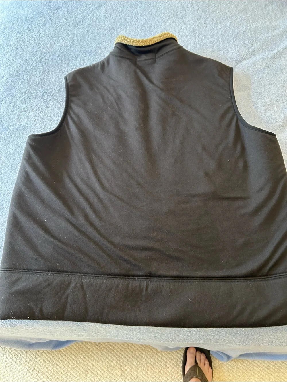 J. Crew Black Men’s Sherpa-Lined Zip Vest with Cream Collar